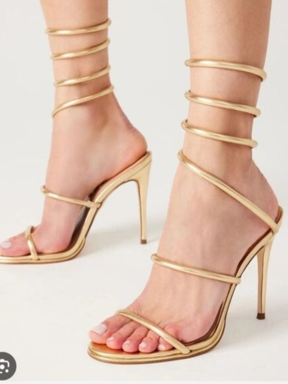 Steve Madden Exotica Gold Strappy Stiletto Sandals - Women's Dress Heels